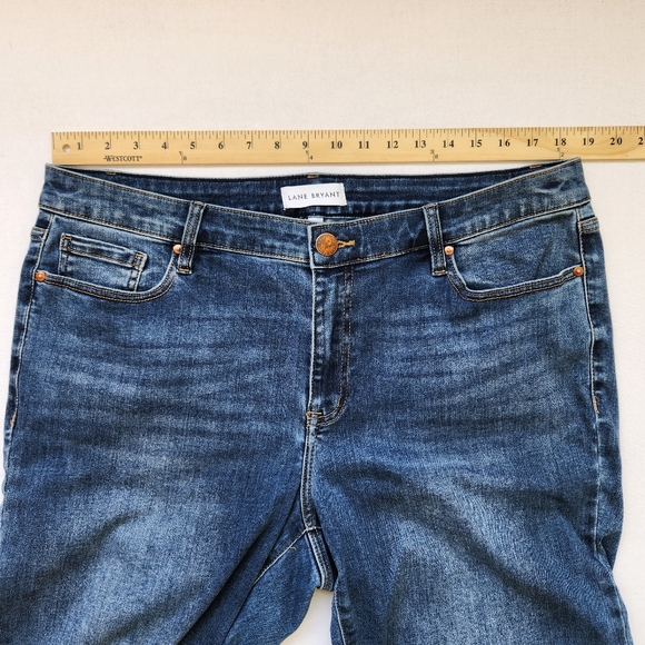 Lane Bryant Jeans Mid Rise Bootcut Blue Flex Magic Waistband Frayed Casual 18 - Picture 10 of 13